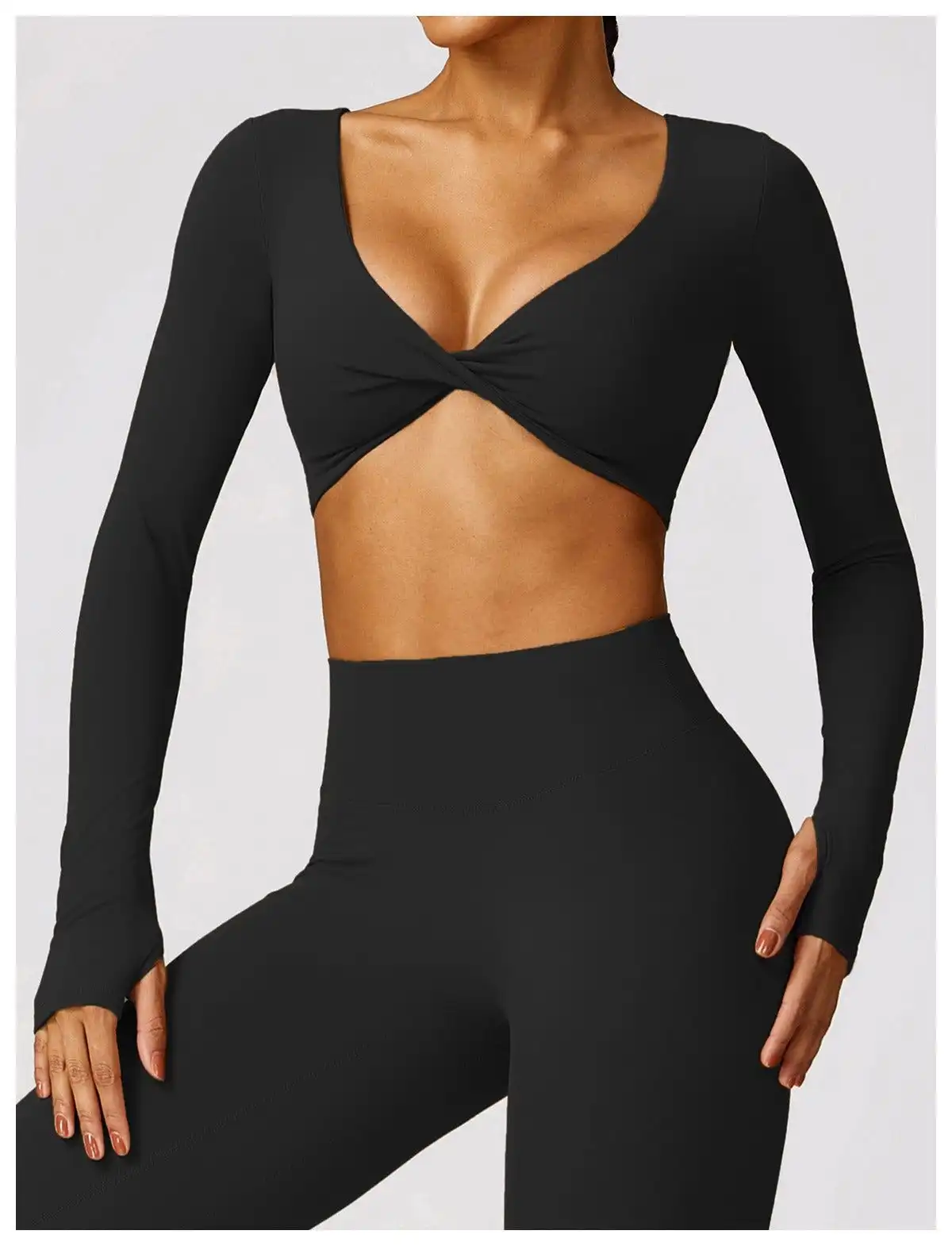 Product image of LW-Front Twisted Full Sleeve Crop Tshirt
