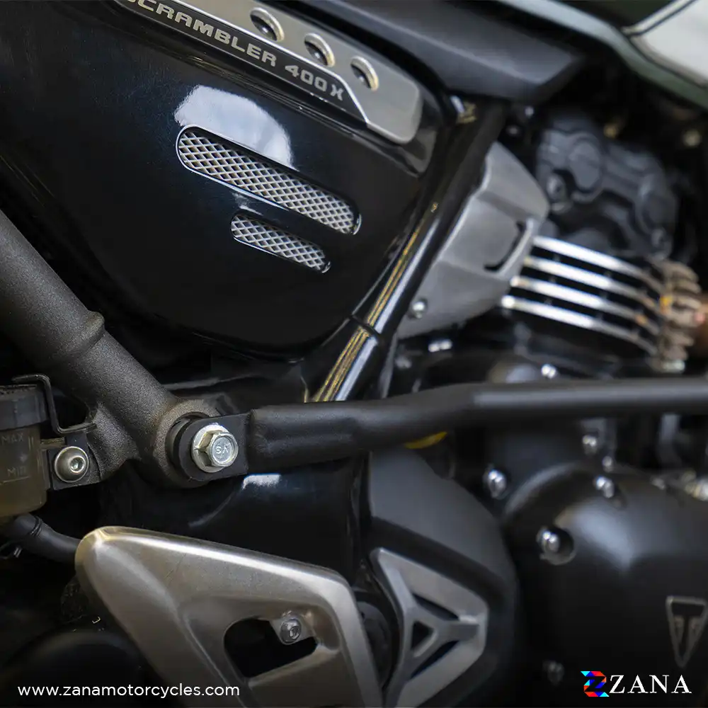 Product image of Zana Crash Guard with Sliders for Triumph Scrambler 400 X & Speed 400 – Black