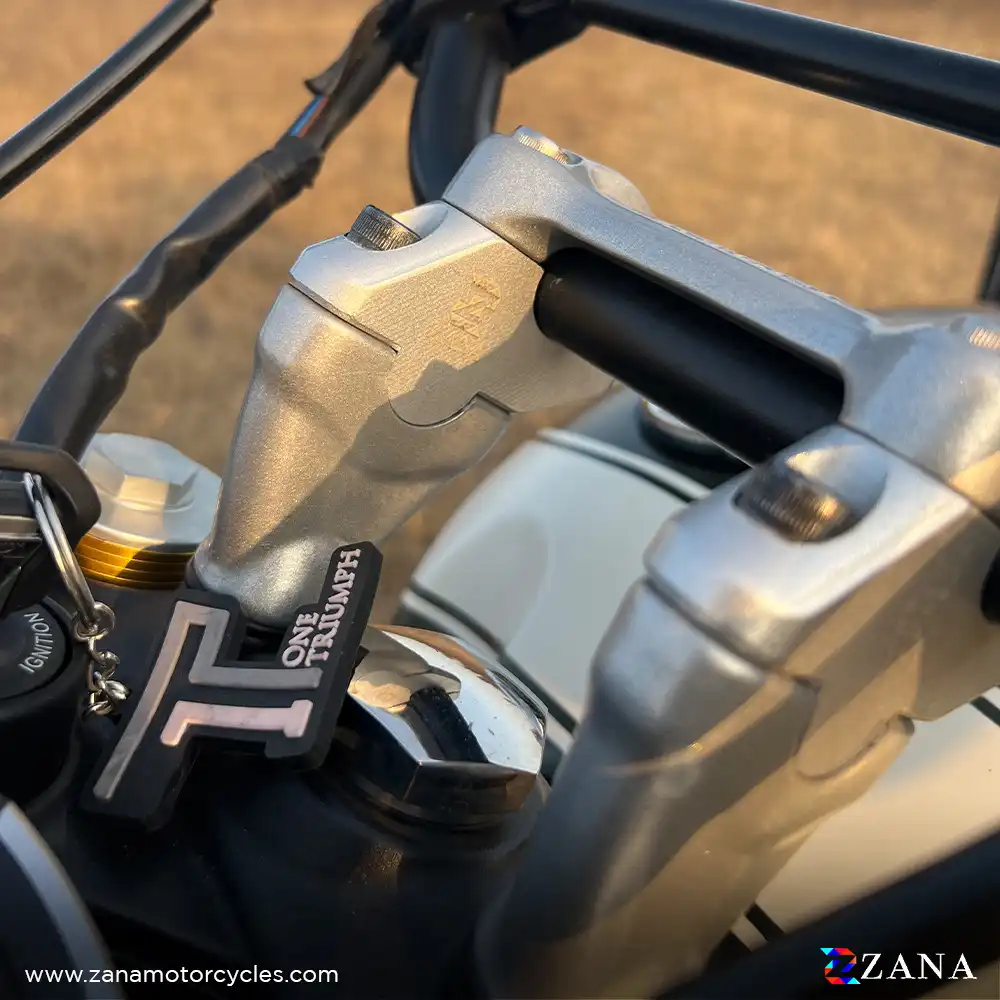 Product image of Zana Offset Handlebar Riser for Triumph Scrambler 400 X – Silver
