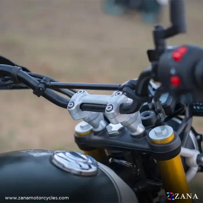 Product image of Zana Offset Handlebar Riser for Triumph Scrambler 400 X – Silver