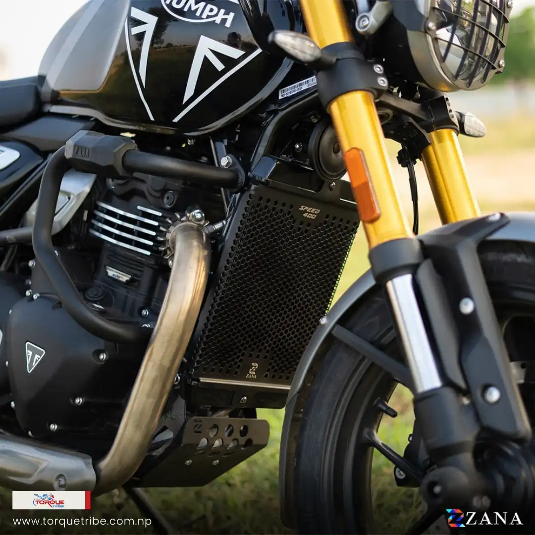 Product image of Radiator Guard Honeycomb Black for Triumph Speed 400 & Scrambler 400 X | ZANA