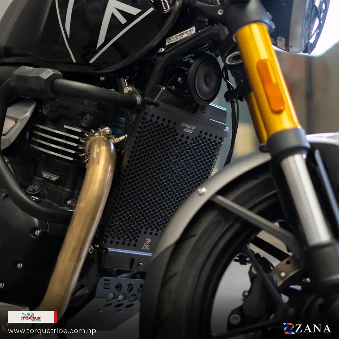 Product image of Radiator Guard Honeycomb Black for Triumph Speed 400 & Scrambler 400 X | ZANA