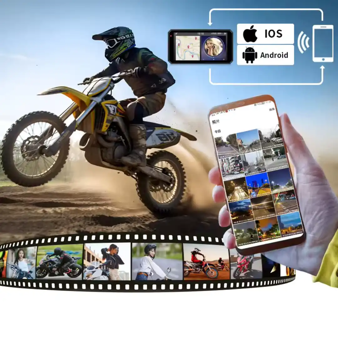 Product image of Lancol SE95 Motorcycle GPS Navigation Display with Dash Cam & TPMS – 6.1" 2K Touch Screen