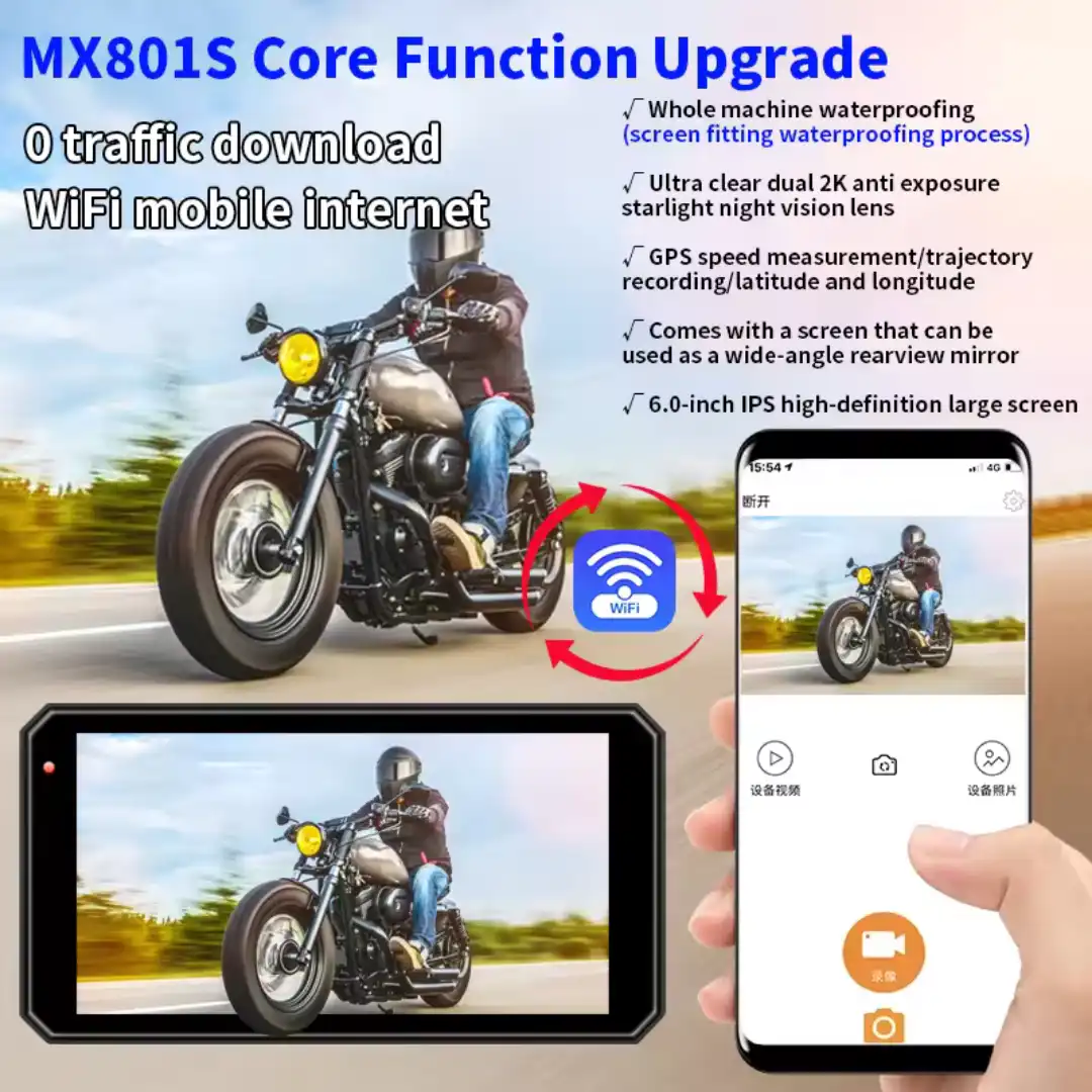 Product image of Lancol SE95 Motorcycle GPS Navigation Display with Dash Cam & TPMS – 6.1" 2K Touch Screen