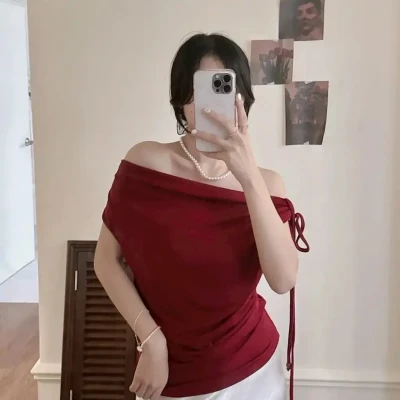 Elegant Draped Neck Sleeveless ...