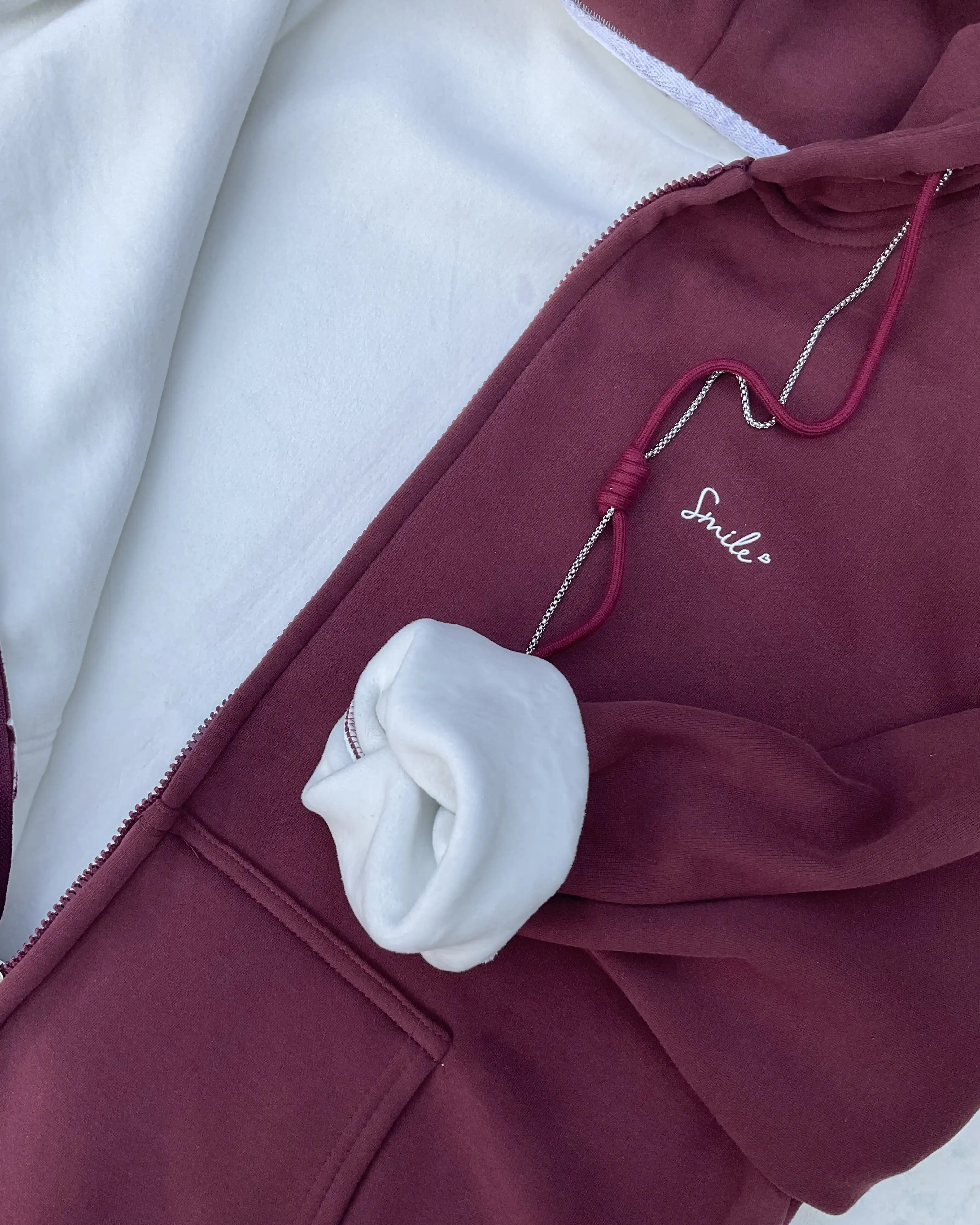 Product image of Smiley Zip  Oversized Premium Inner Fleece Hoodie