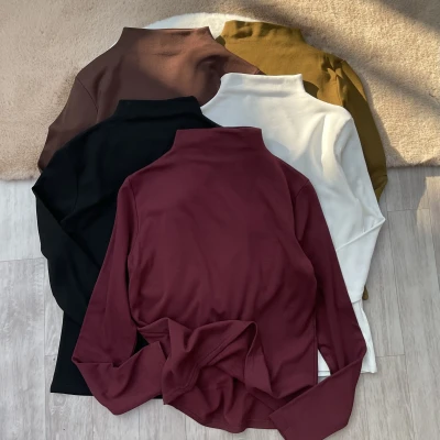Brushed Fleece Mock Neck Top
