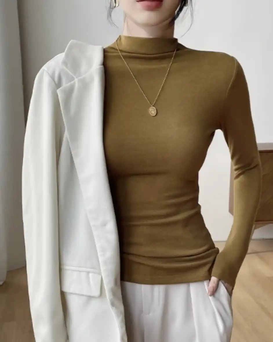 Product image of Brushed Fleece Mock Neck Top