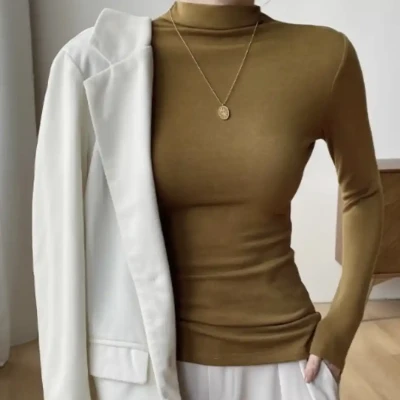Brushed Fleece Mock Neck Top