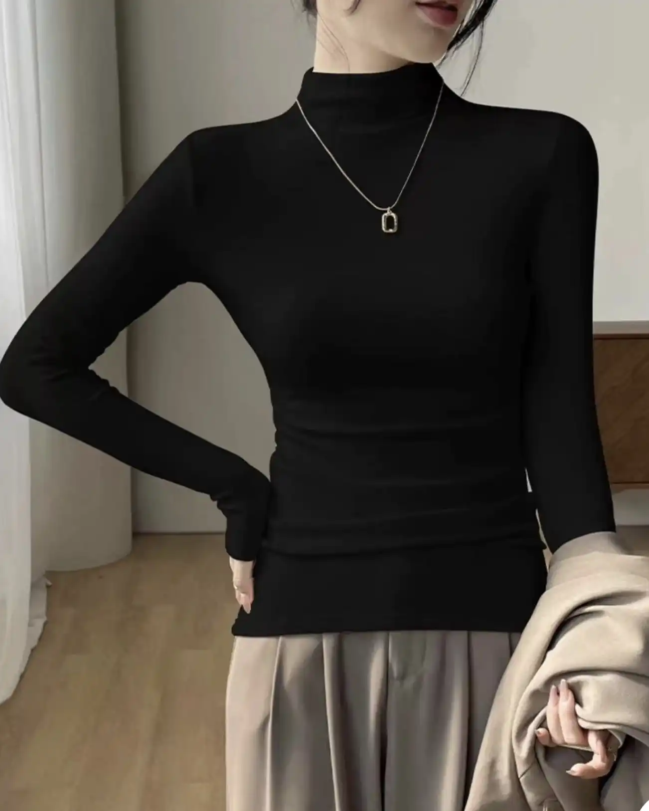 Product image of Brushed Fleece Mock Neck Top