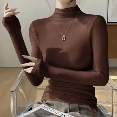Brushed Fleece Mock Neck Top