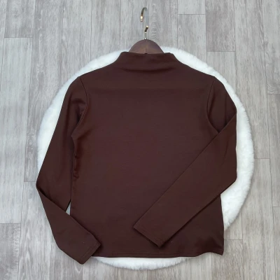 Brushed Fleece Mock Neck Top