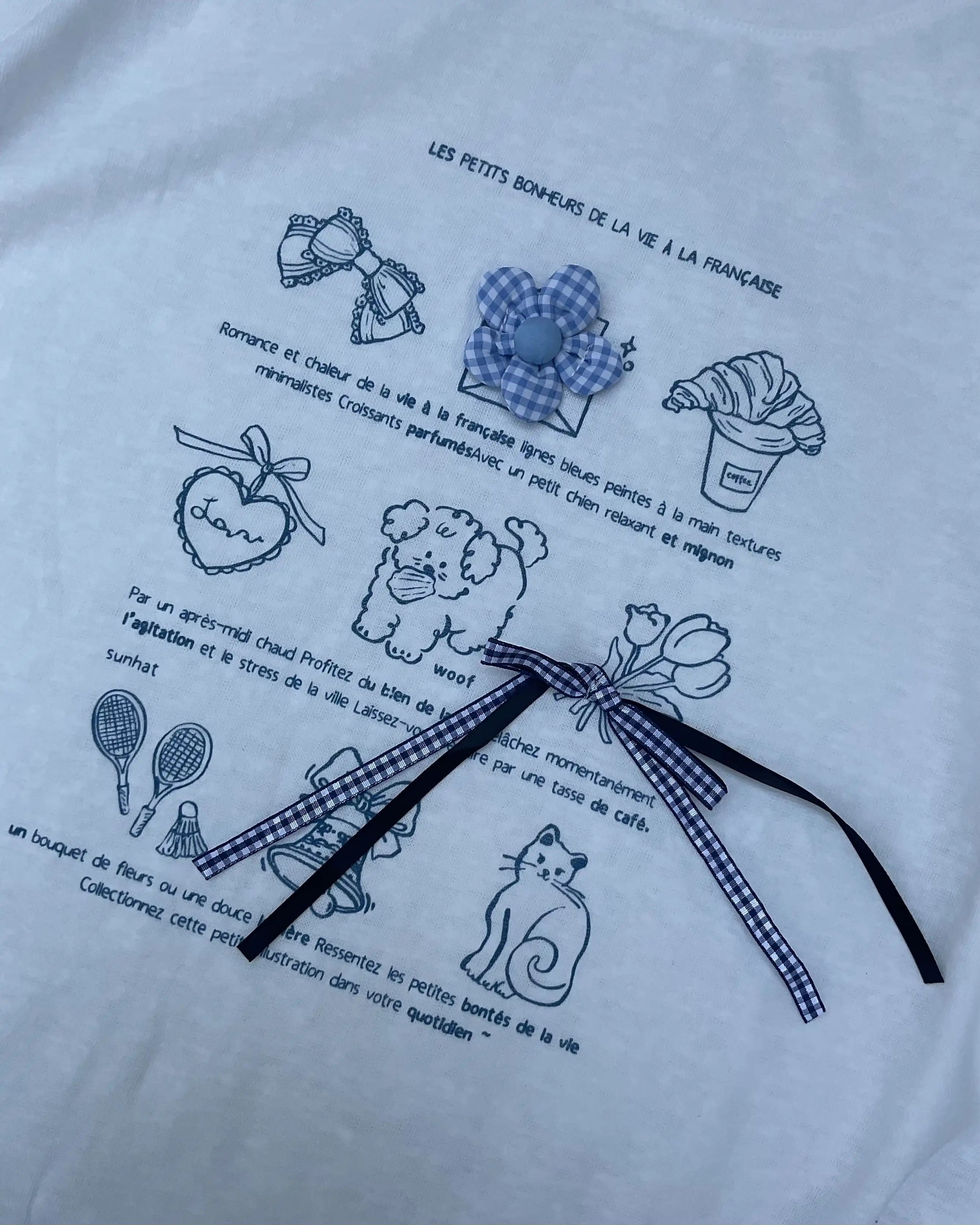 Product image of Tencel Breeze Full Sleeve Tee - Blue Flower And Bow