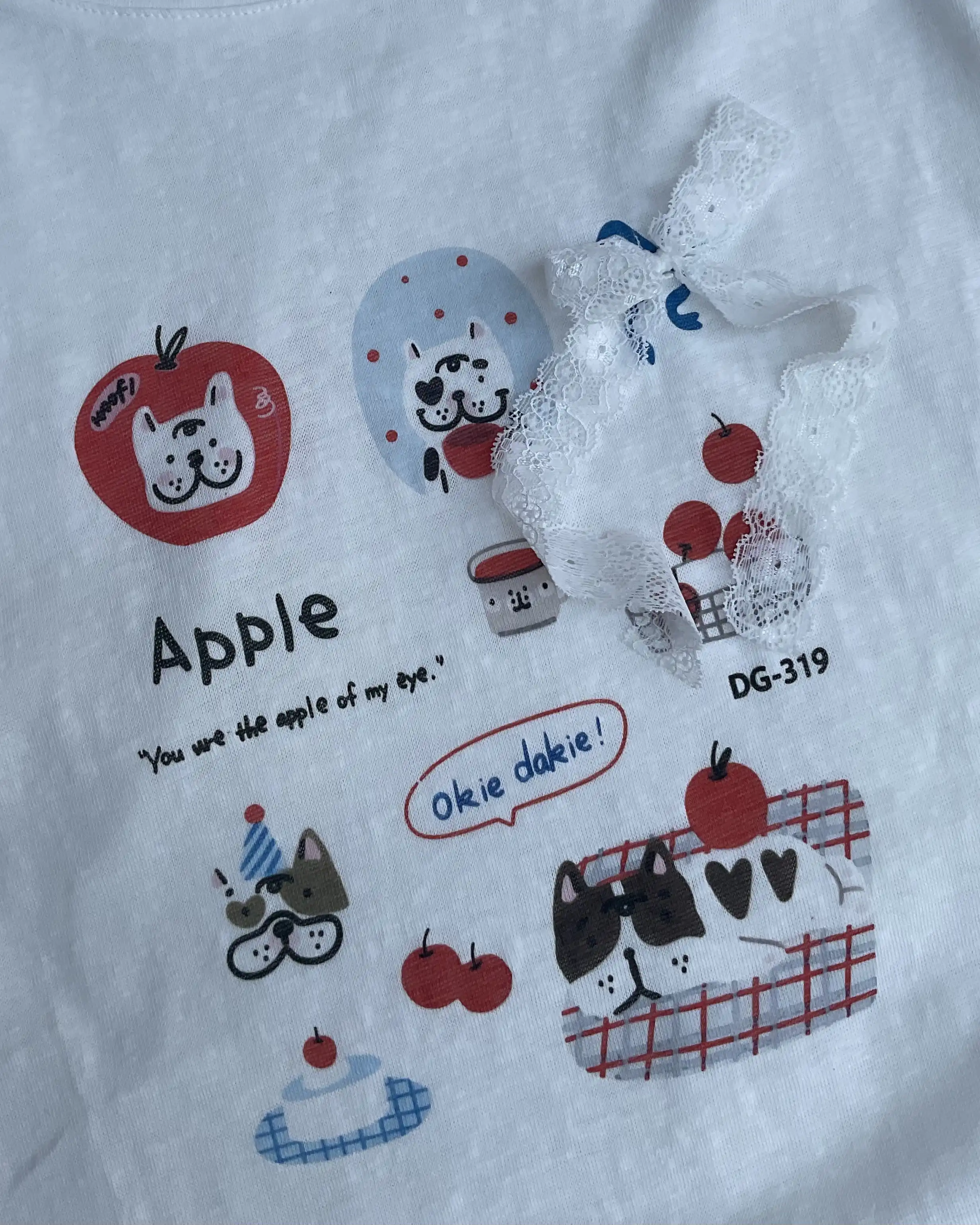 Product image of Tencel Breeze Full Sleeve Tee - Apple & Lace Bow