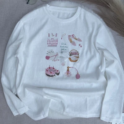 Tencel Breeze Full Sleeve Tee - Pearl & Lace Bow