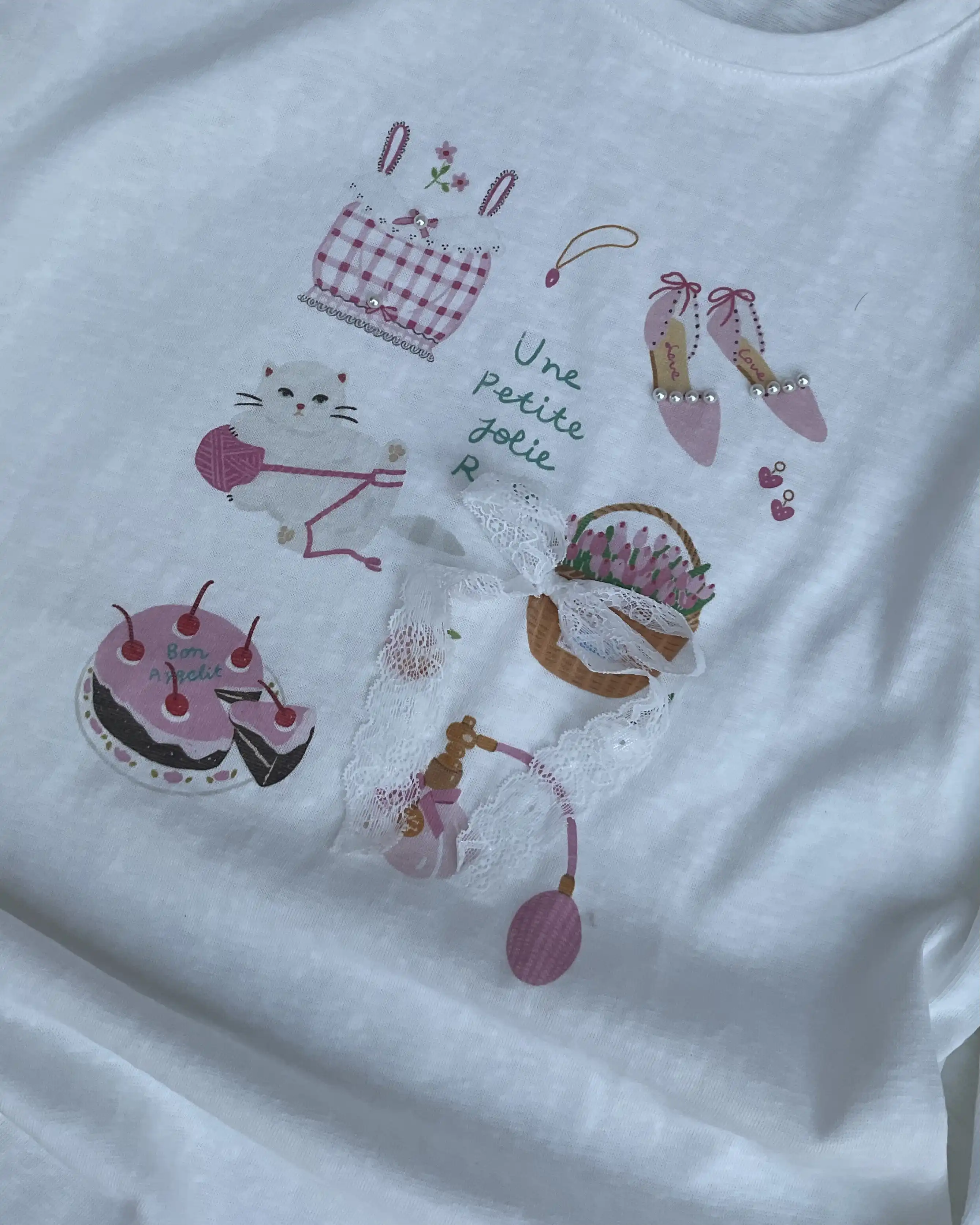 Product image of Tencel Breeze Full Sleeve Tee - Pearl & Lace Bow