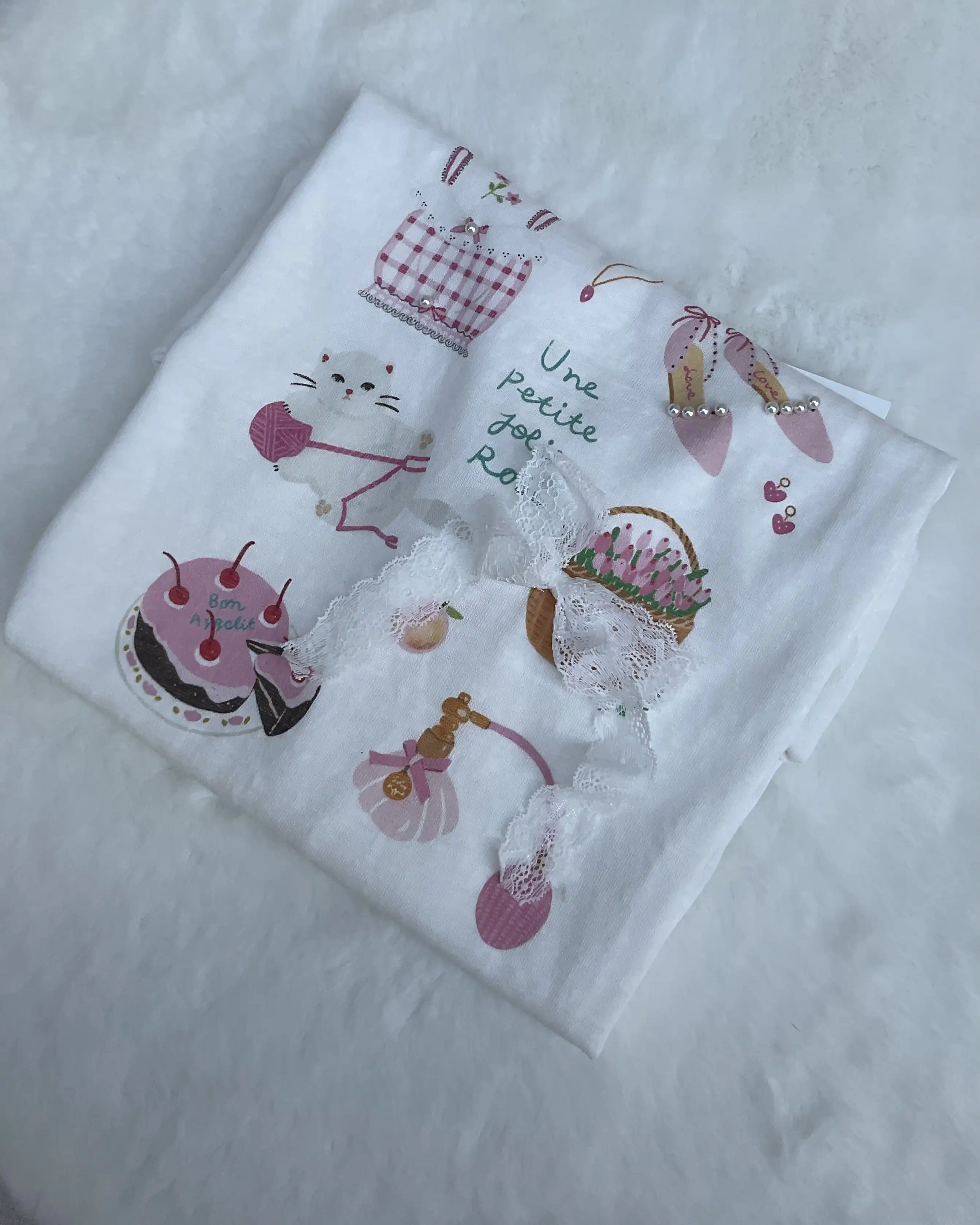 Product image of Tencel Breeze Full Sleeve Tee - Pearl & Lace Bow