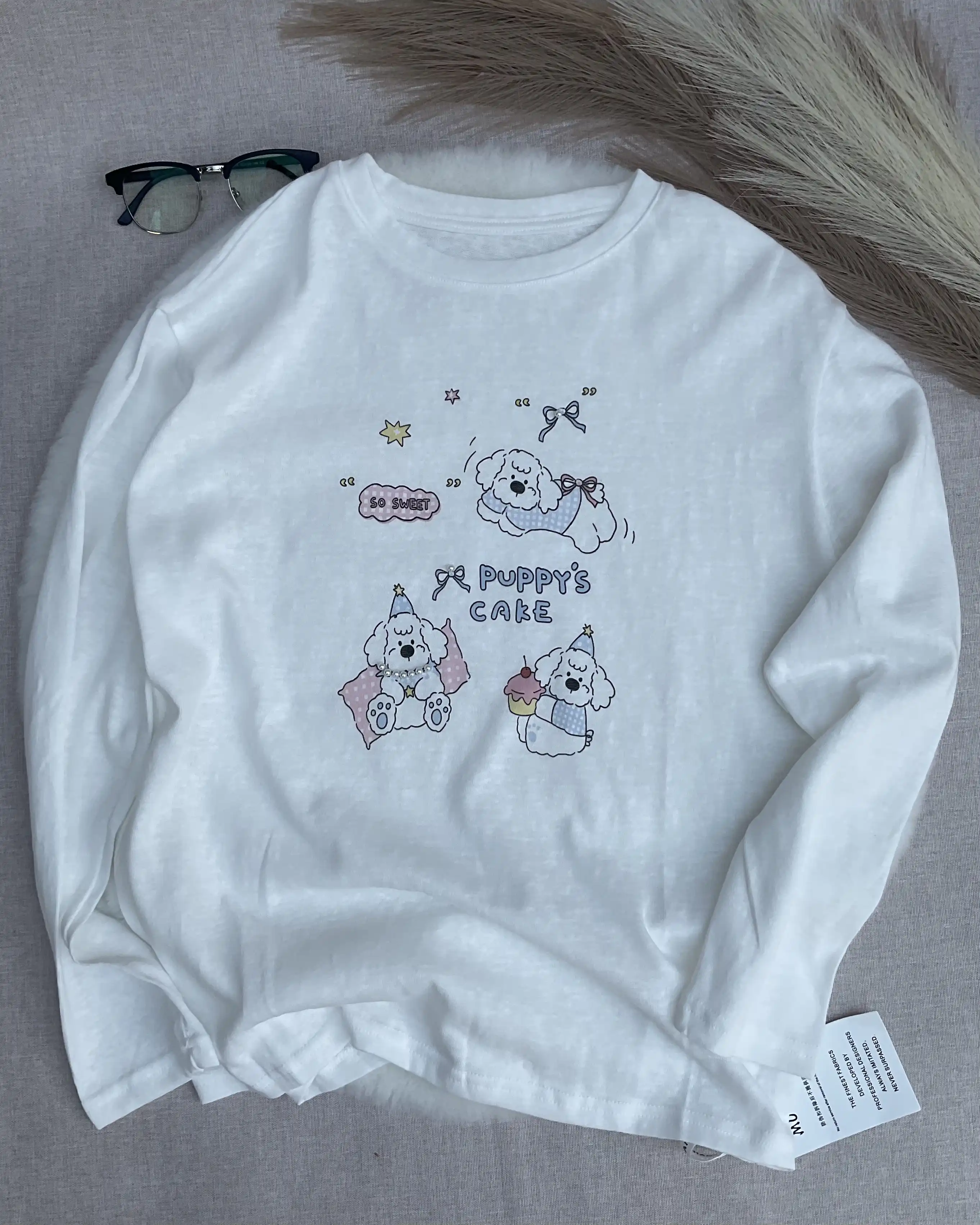 Product image of Tencel Breeze Full Sleeve Tee - Puppy's Cake & Pearl