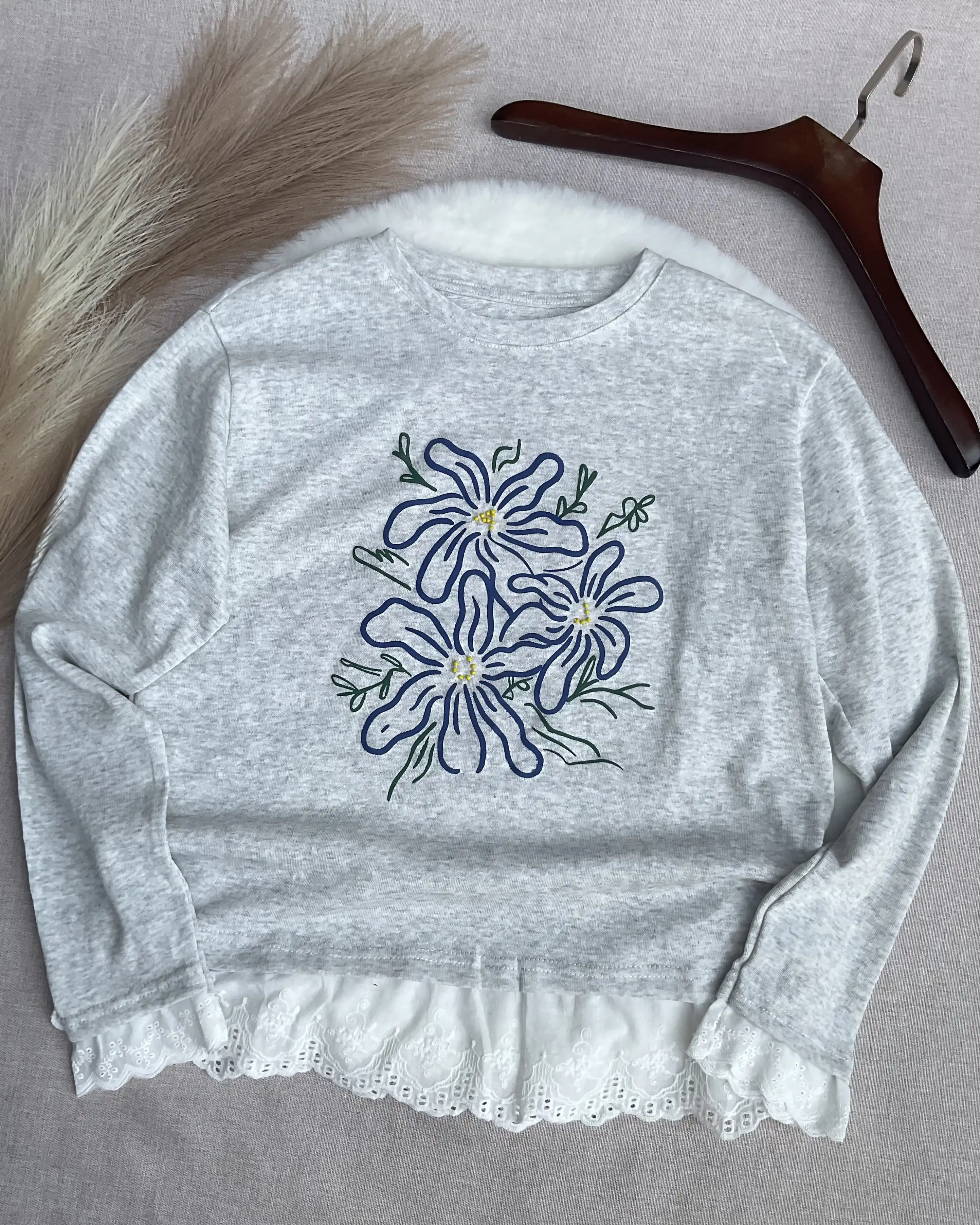 Product image of Tencel Breeze Patchwork Lace-Edge Tee