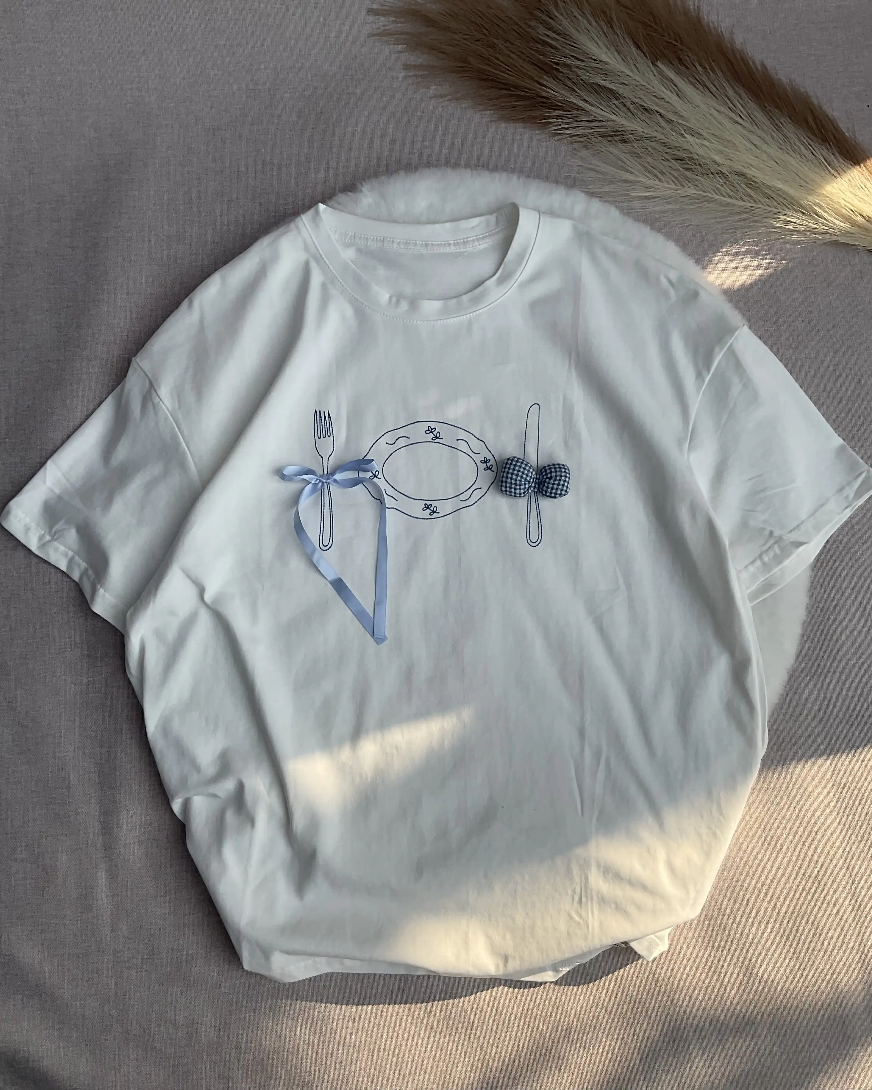 Product image of The "Petit Picnic"  3D Bow & Ribbon Graphic Tee