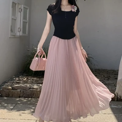 Ethereal Flow Chiffon Pleated M...