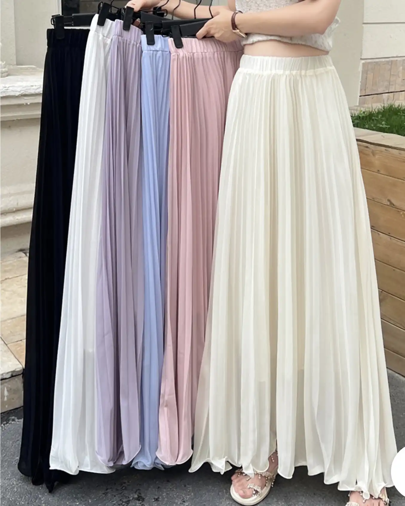 Ethereal Flow Chiffon Pleated Maxi