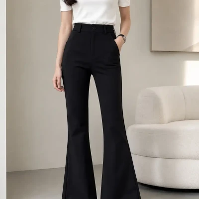 High-Waist Formal Flare Trousers
