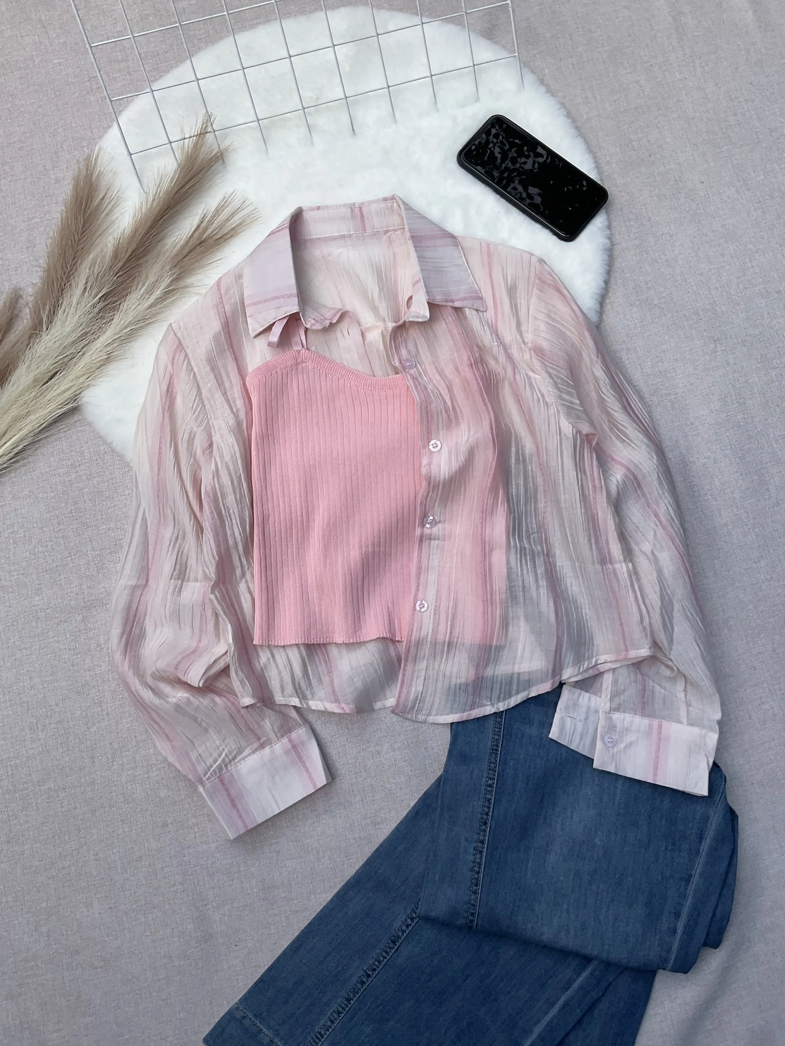 Product image of 2-Piece "Sunscreen Blouse" & Camisole Set