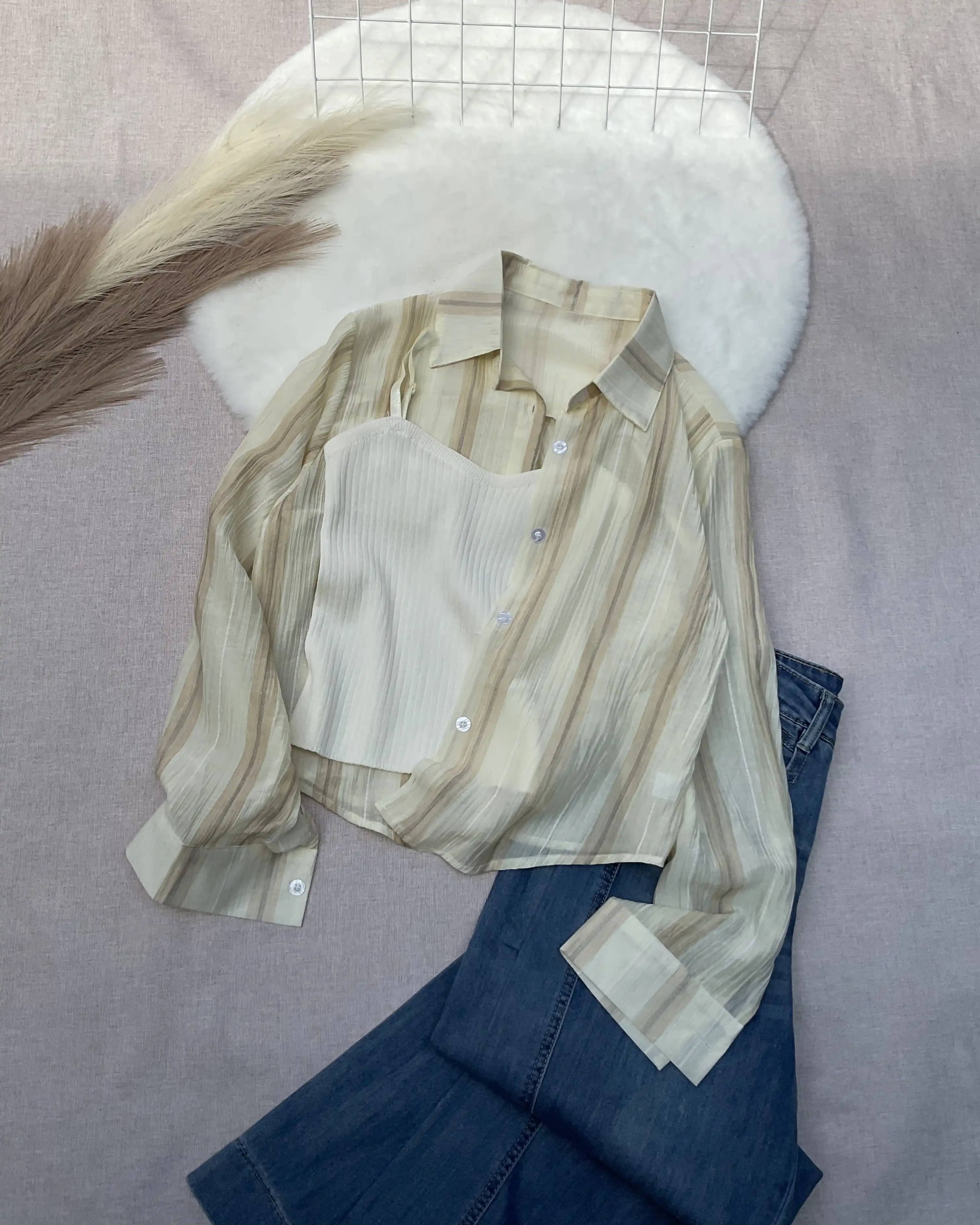 Product image of 2-Piece "Sunscreen Blouse" & Camisole Set