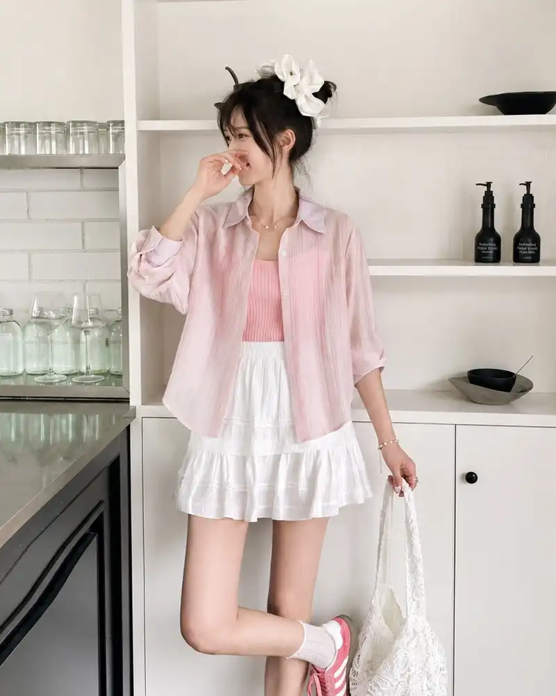 2-Piece "Sunscreen Blouse" & Camisole Set