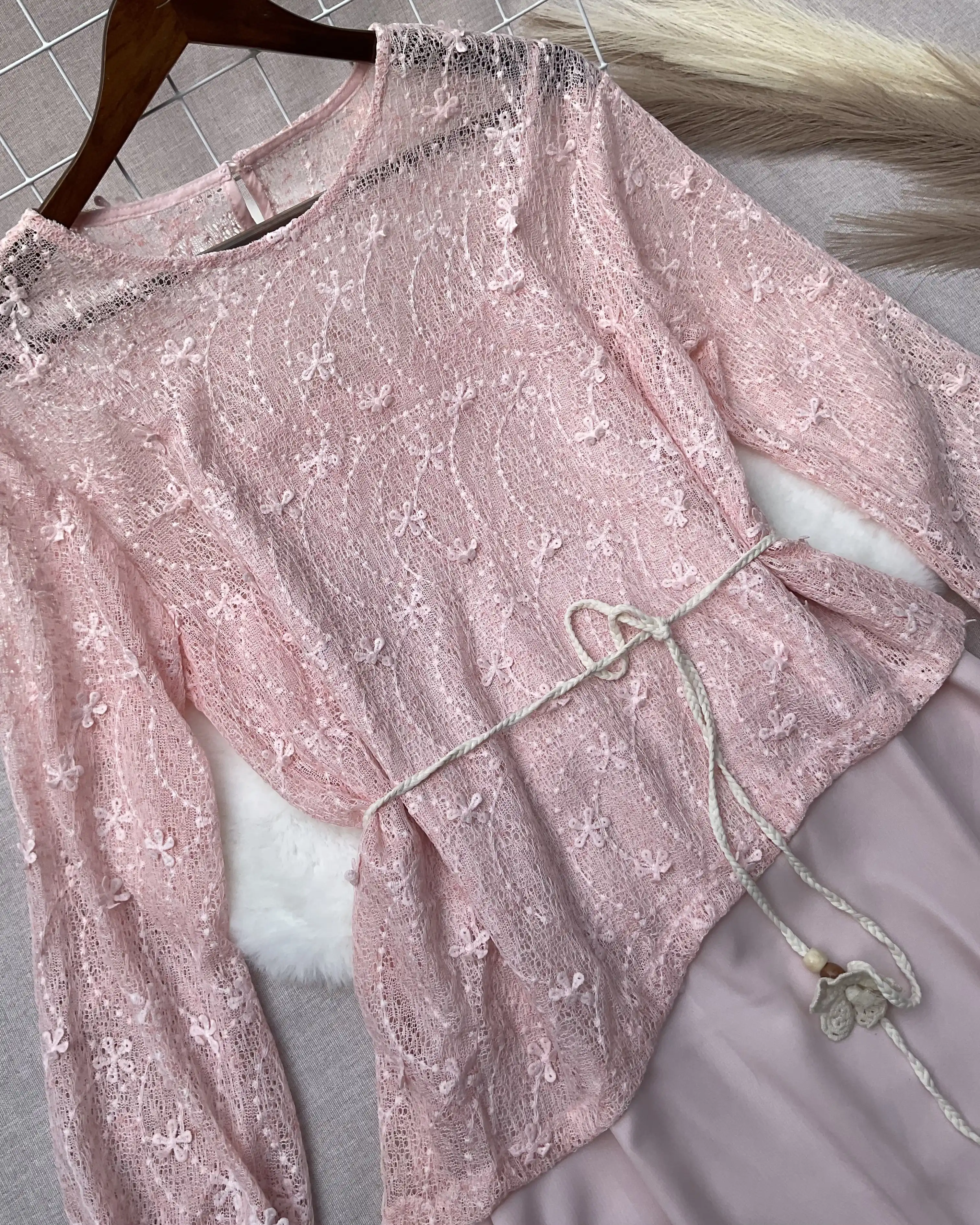 Product image of Blush Bloom Lace Layered Dress Set