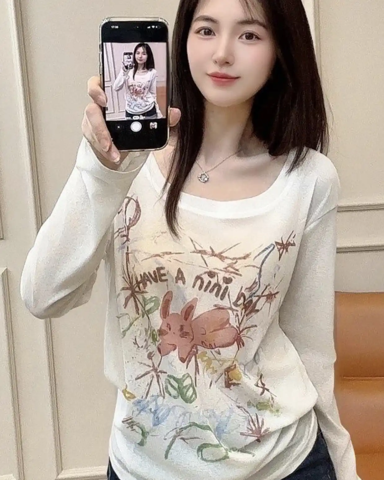 Product image of Oversized Bamboo-Blend Graphic Tee