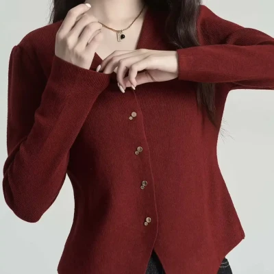 Ribbed Knit Blazer Cardigan