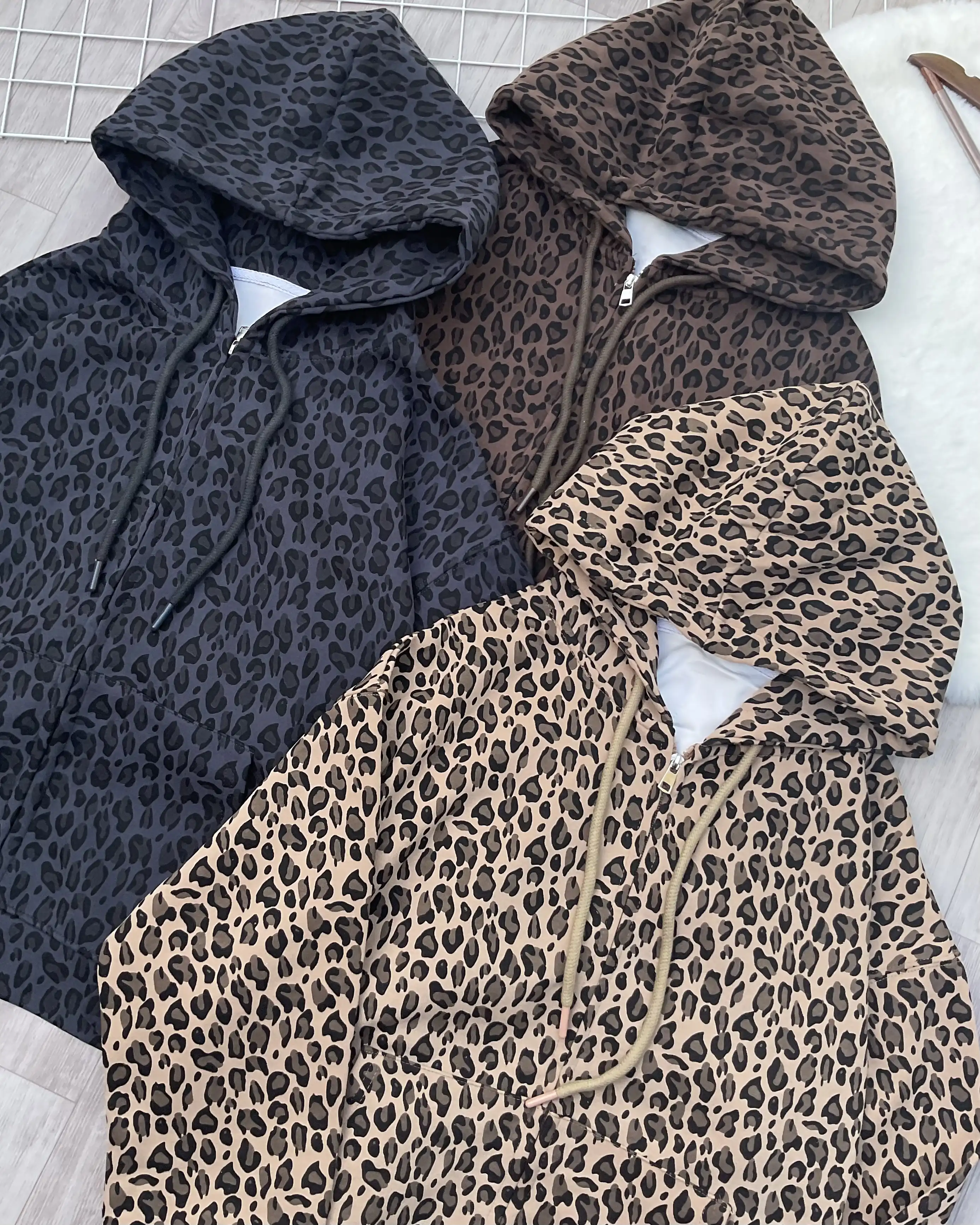 Product image of Y2K Oversized Leopard Print Full-Zip Hoodie