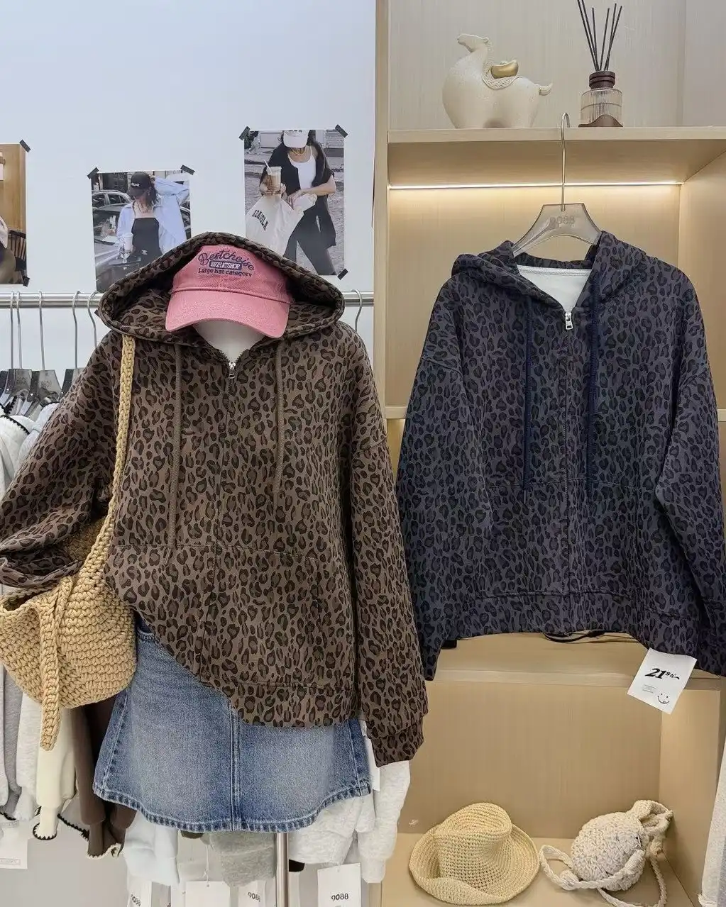 Product image of Y2K Oversized Leopard Print Full-Zip Hoodie