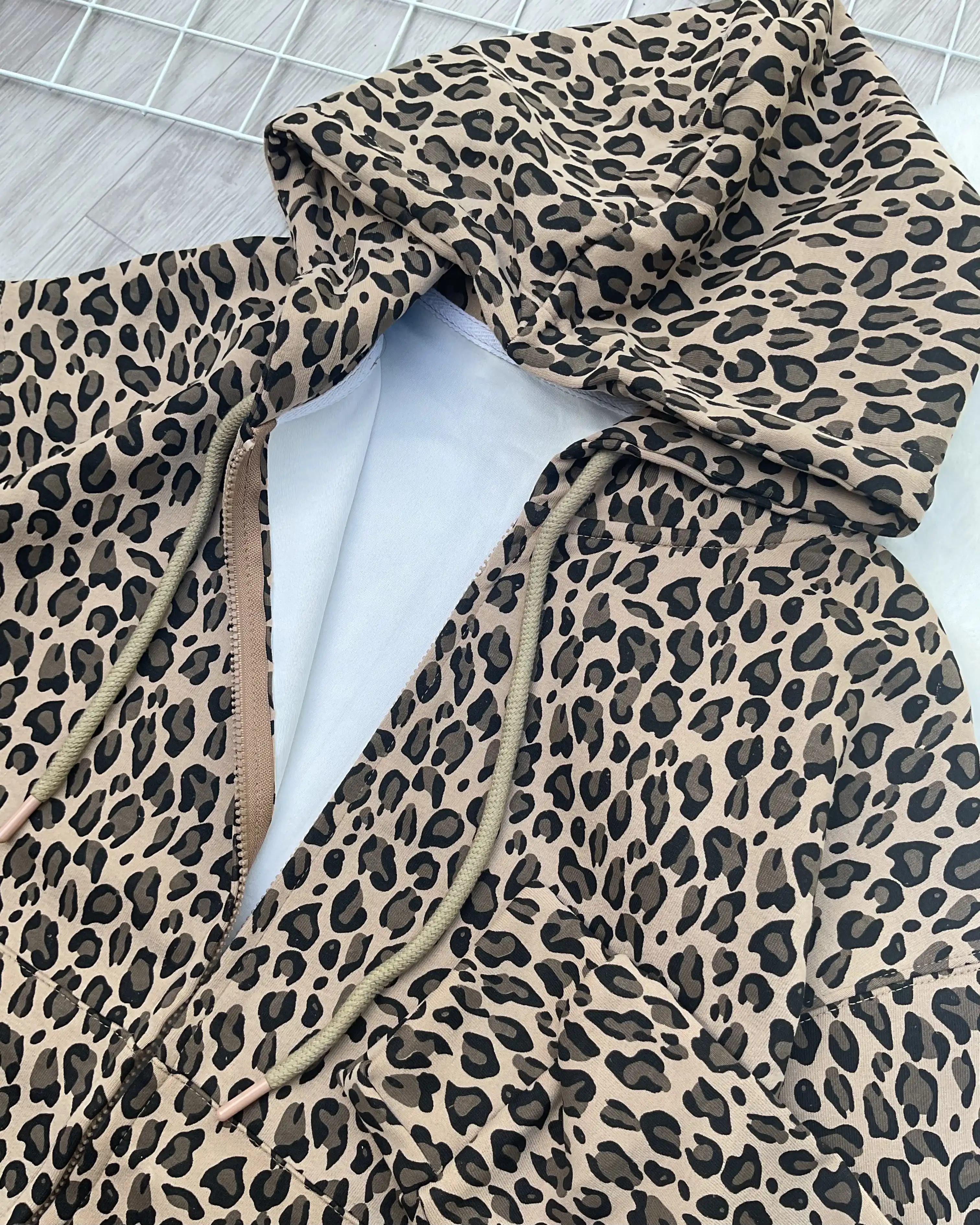 Product image of Y2K Oversized Leopard Print Full-Zip Hoodie