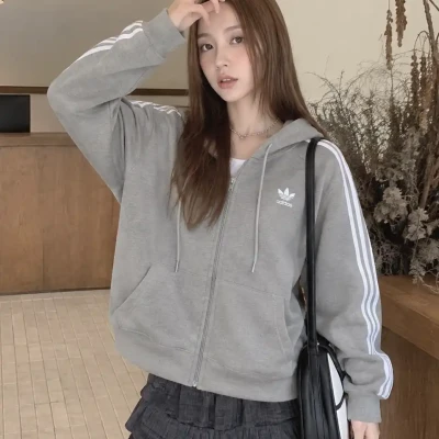 Essential 3-Stripe Unisex Zip-Up Hoodie