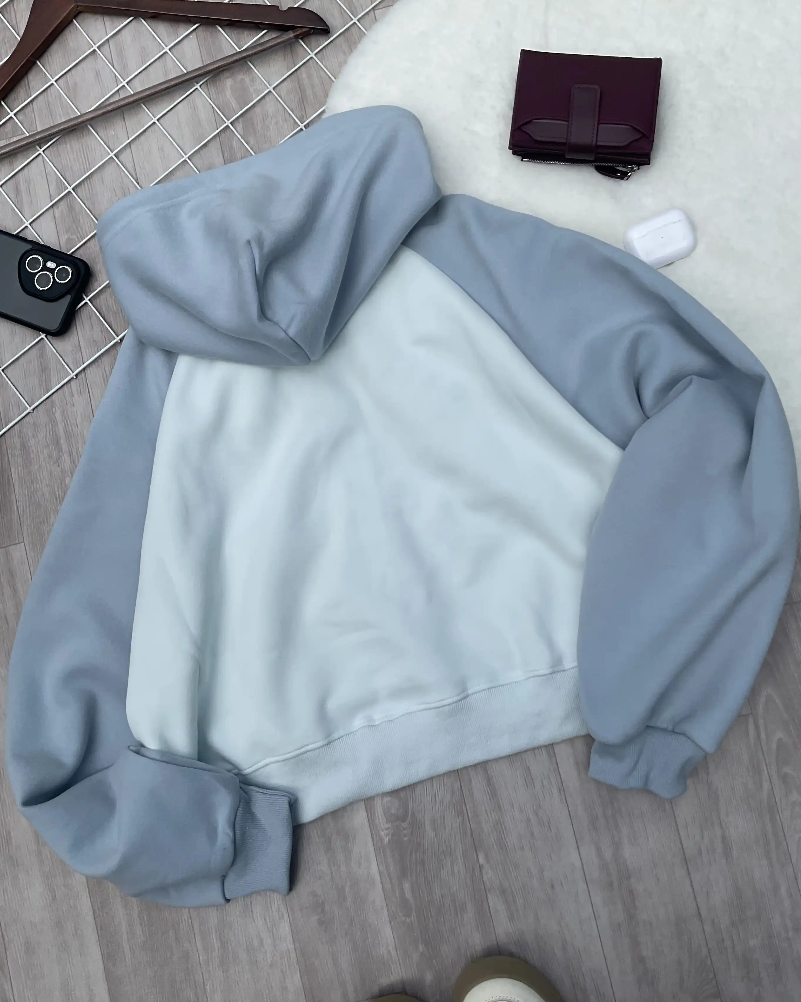 Product image of Raglan Sleeve Oversized Cropped Zip-Up Hoodie