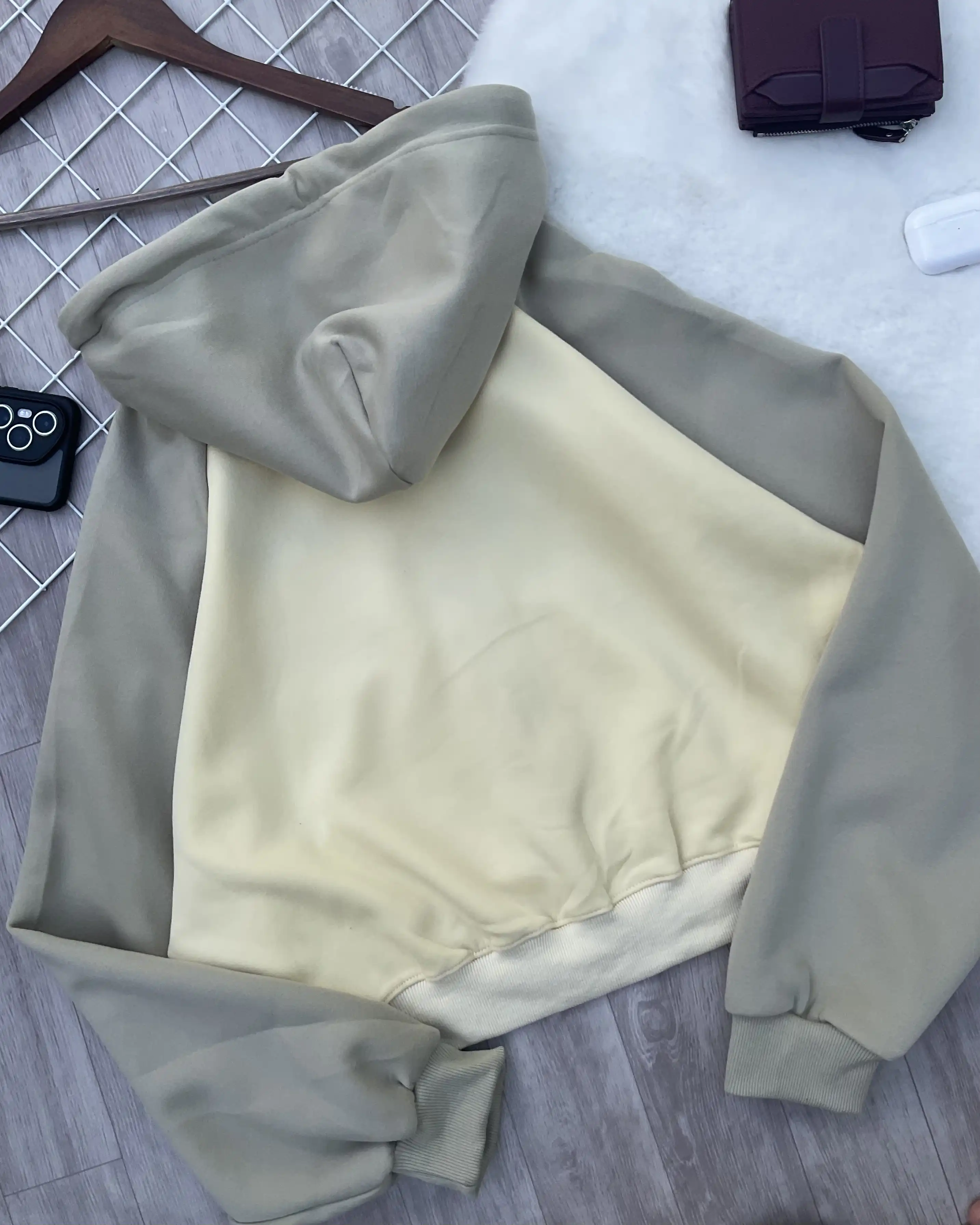 Product image of Raglan Sleeve Oversized Cropped Zip-Up Hoodie