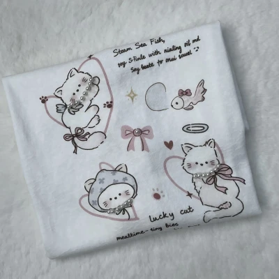 Tencel Breeze Full Sleeve Tee - Lucky Cat ( Pearl Detail)