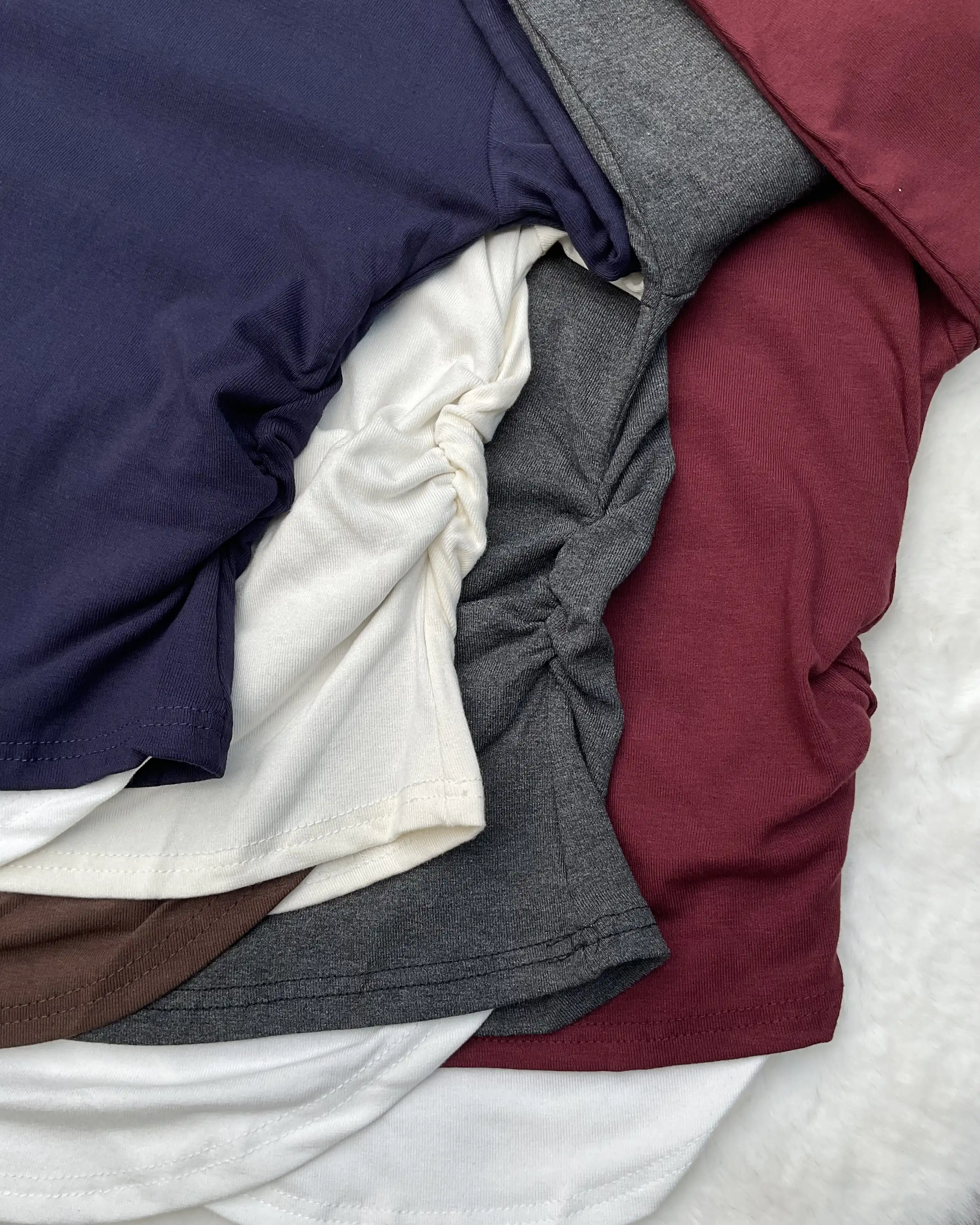 Product image of Layered Notch Neck Ruched Long Sleeve Top