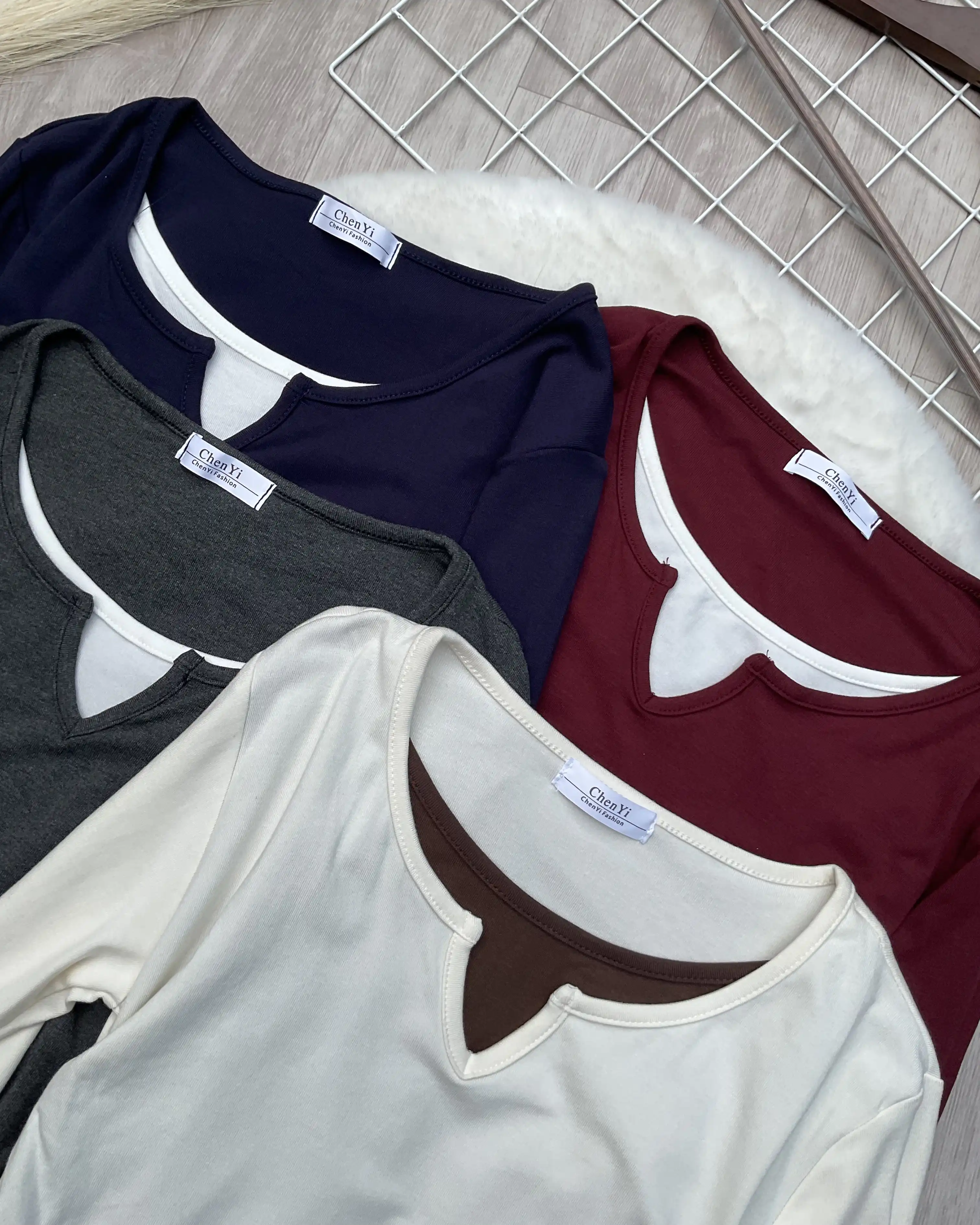 Product image of Layered Notch Neck Ruched Long Sleeve Top
