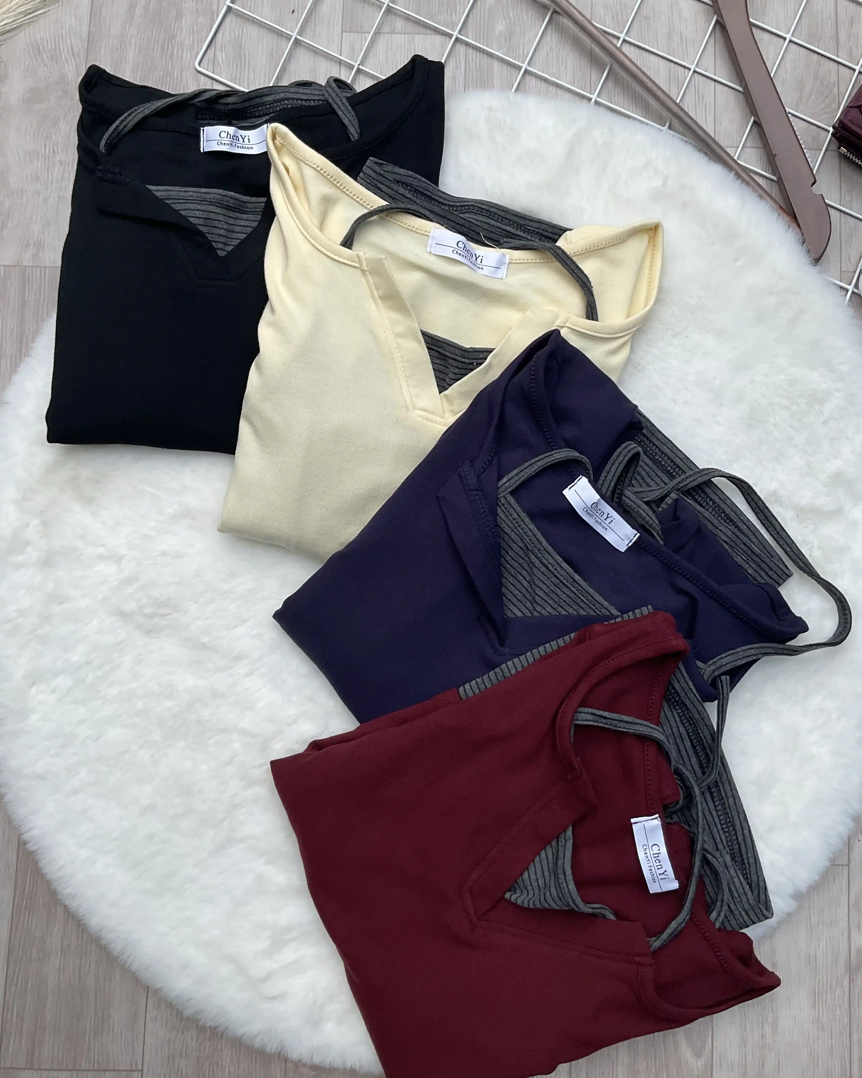 Product image of Halter Henley Layered Stripe Top
