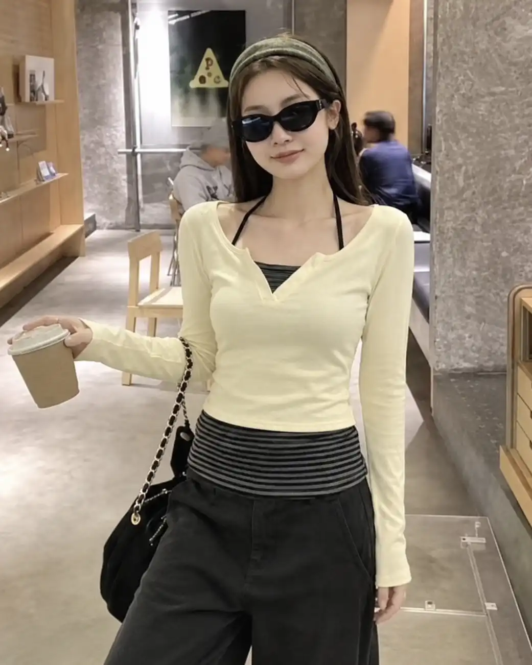 Product image of Halter Henley Layered Stripe Top