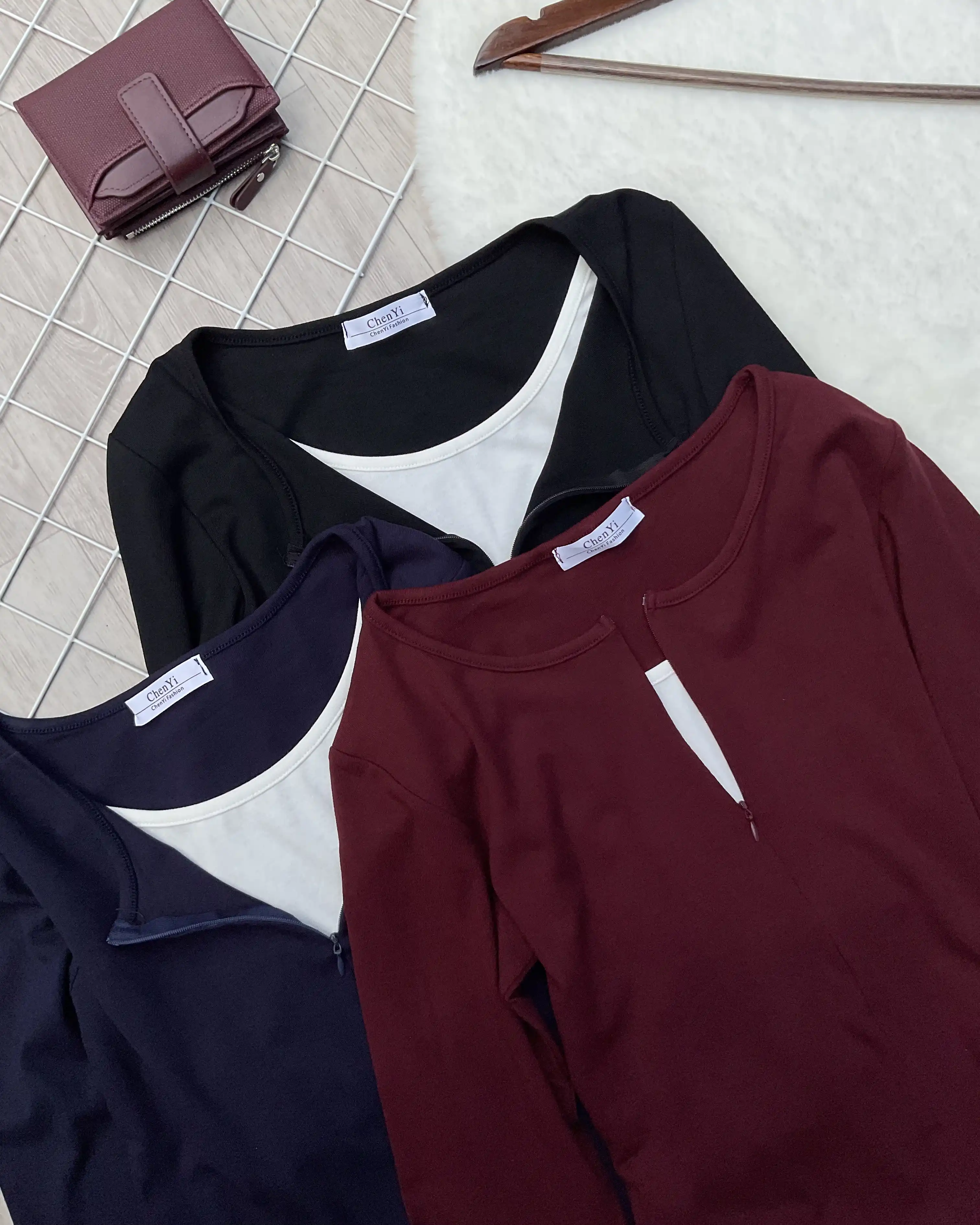 Product image of Zip Up Henley Layered Top