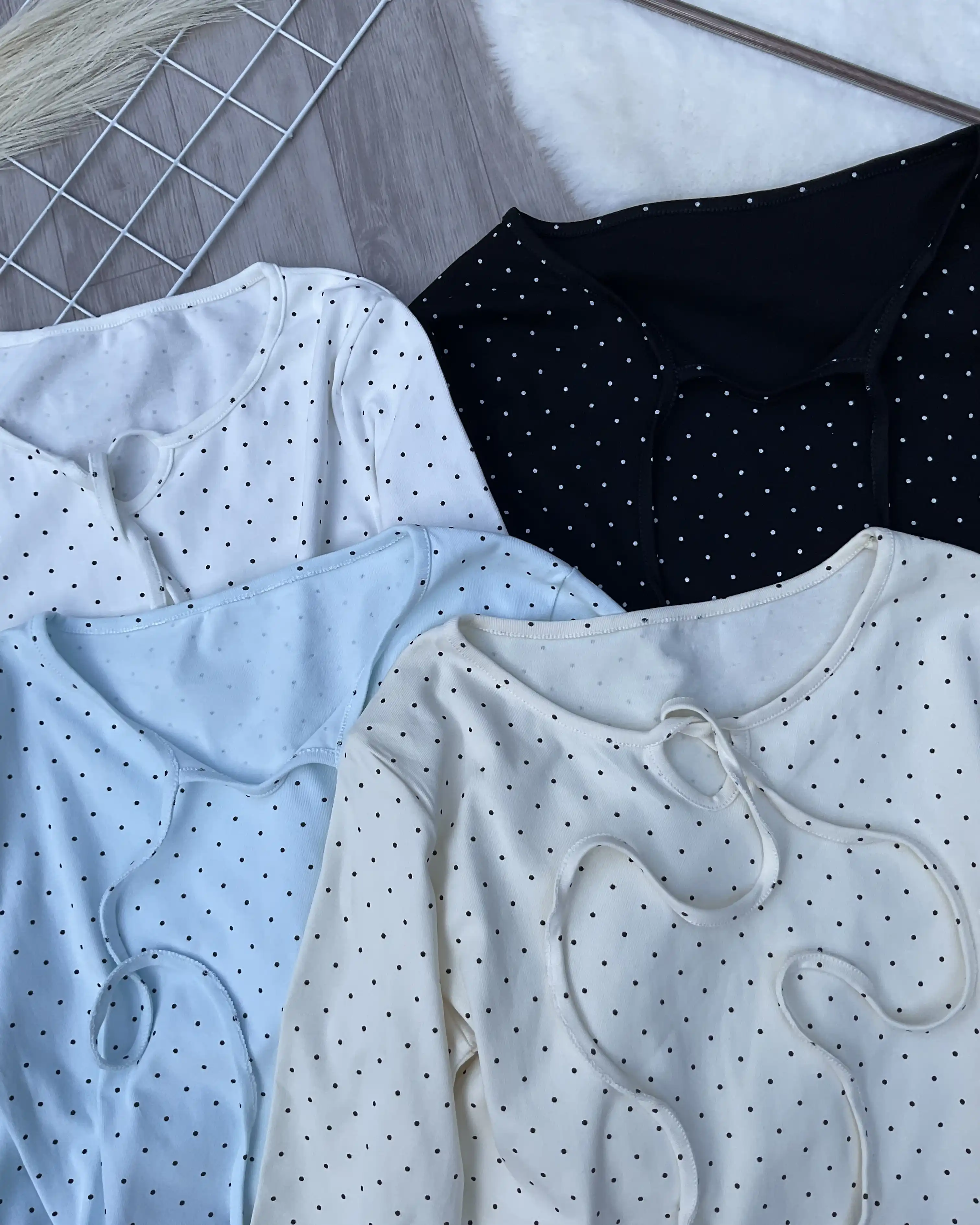 Product image of Dainty Dot Ruffle Tie-Front Top