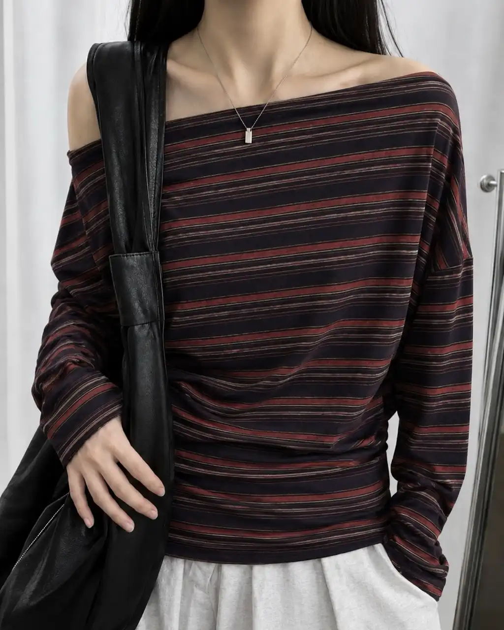 Product image of Y2K Stripe Off-Shoulder Top