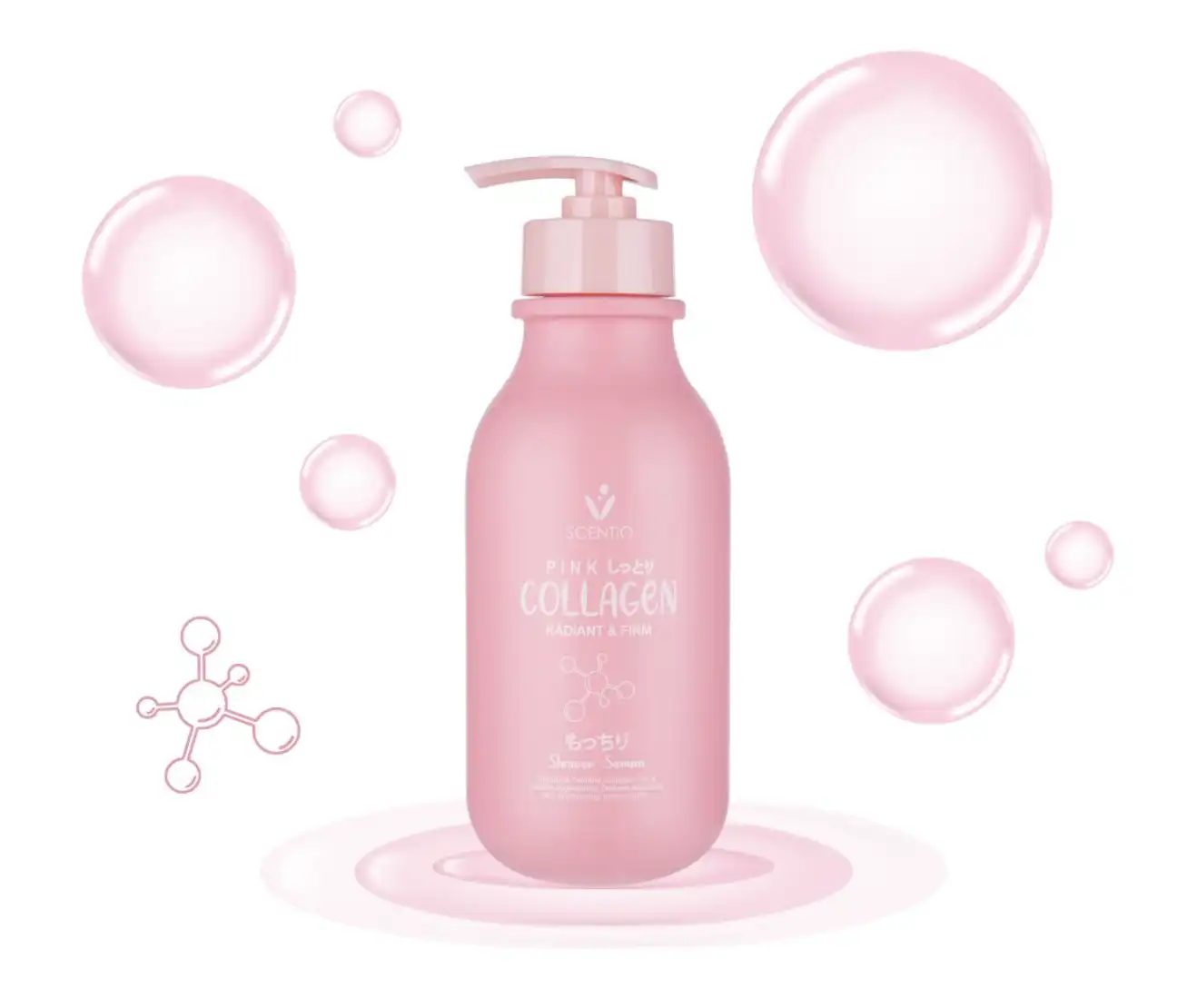 Product image of SCENTIO PINK COLLAGEN RADIANT & FIRM SHOWER SERUM (350 ML) - Beauty Buffet