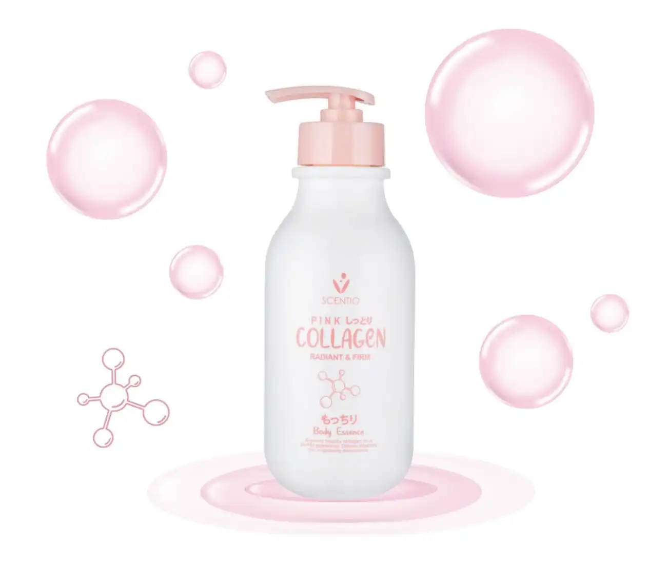 Product image of SCENTIO PINK COLLAGEN RADIANT & FIRM BODY ESSENCE (350 ML) - Beauty Buffet
