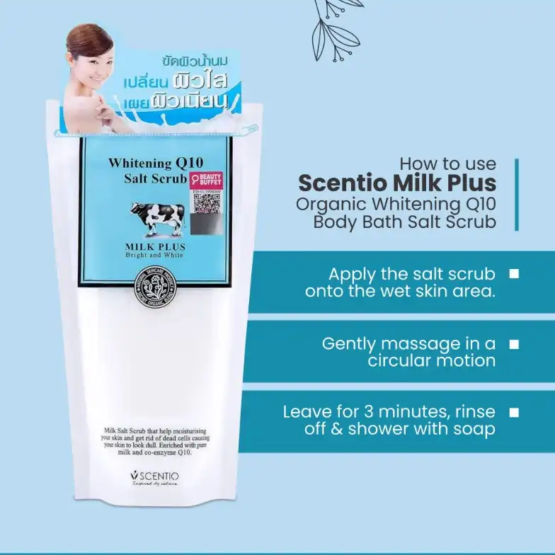Product image of Scentio Milk Plus Brightening Q10 Salt Scrub – Radiance & Moisturizing Body Exfoliator - Beauty Buffet